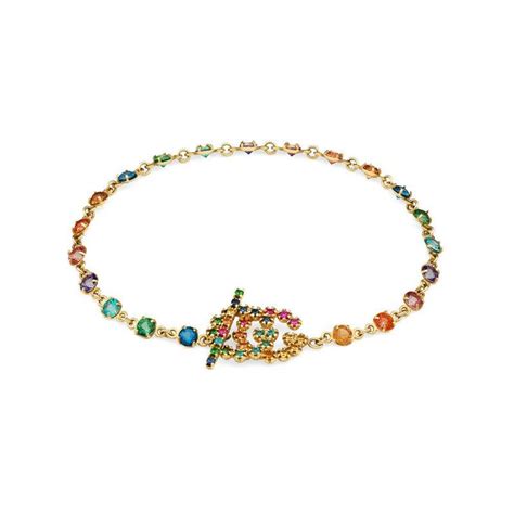 Gucci GG Running Bracelet with Multicolor Stones 